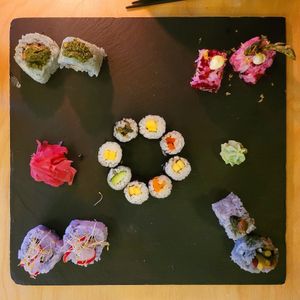 Sushi plate for one person at Vegan Sushi Bar - Kinkerstraat in Amsterdam