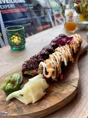 Cheesy tuna rolls and crunchy Californian rolls   at Vegan Sushi Bar - Kinkerstraat in Amsterdam