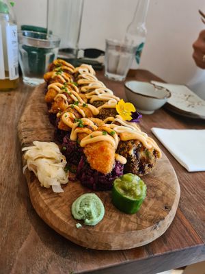 No-Shrimp and Crunchy California Roll at Vegan Sushi Bar - Kinkerstraat in Amsterdam