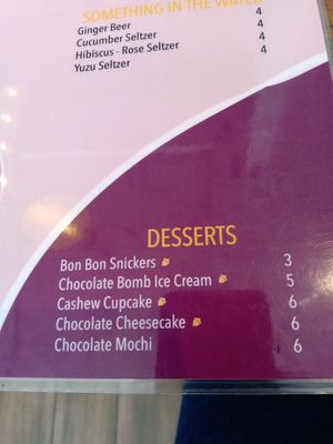 Dessert menu at Vegan Sushi Bar - Kinkerstraat in Amsterdam