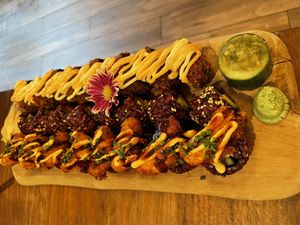 Fried California dream, classic salmon, and shrimp-less tempura crunch  #Veganuary at Vegan Sushi Bar - Kinkerstraat in Amsterdam