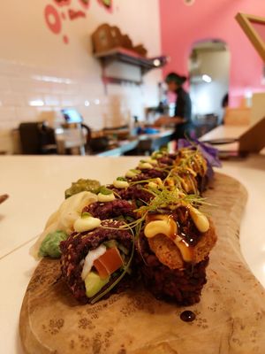 Tuna cream cheese & chicken teriyaki at Vegan Sushi Bar - Kinkerstraat in Amsterdam