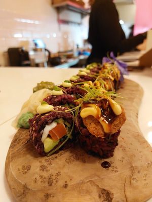 Tuna cream cheese & chicken teriyaki at Vegan Sushi Bar - Kinkerstraat in Amsterdam