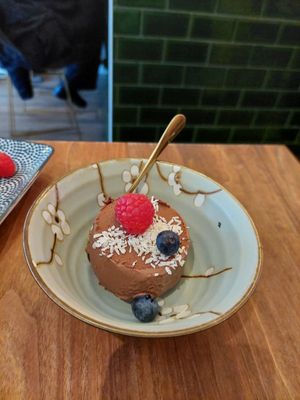 Chocolate Bomb Ice Cream (4.95€), liked the intense chocolate flavor at Vegan Sushi Bar - Kinkerstraat in Amsterdam