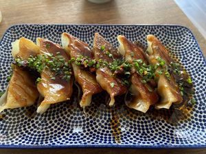 Gyoza: good, but used to be even better with a creamy sauce on top. at Vegan Sushi Bar - Kinkerstraat in Amsterdam