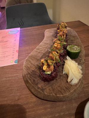 teriyaki chicken roll  at Vegan Sushi Bar - Kinkerstraat in Amsterdam