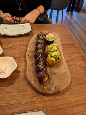 Signature roll & avo-inari at Vegan Sushi Bar - Kinkerstraat in Amsterdam