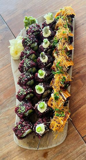 Middle - mushroom struggle was amazing. Salmon crispy top was excellent at Vegan Sushi Bar - Kinkerstraat in Amsterdam