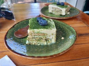matcha tiramisu 💚 at Vegan Sushi Bar - Kinkerstraat in Amsterdam