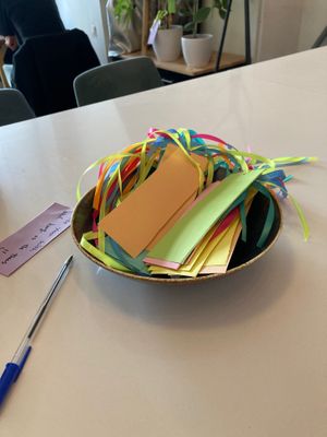 Little notes you can write and hang on the plants :) at Vegan Sushi Bar - Kinkerstraat in Amsterdam