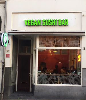 Beautifully decorated sushi bar at Vegan Sushi Bar - Kinkerstraat in Amsterdam