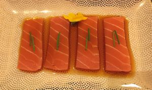Salmon sashimi  at Vegan Sushi Bar - Kinkerstraat in Amsterdam