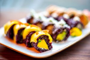 Mango on top! at Vegan Sushi Bar - Kinkerstraat in Amsterdam