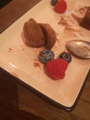 Half of the mochi(the plate is clean when they serve it) at Vegan Sushi Bar - Kinkerstraat in Amsterdam