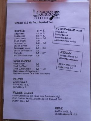 Menu 1 at Espressobar Lucca in Ede