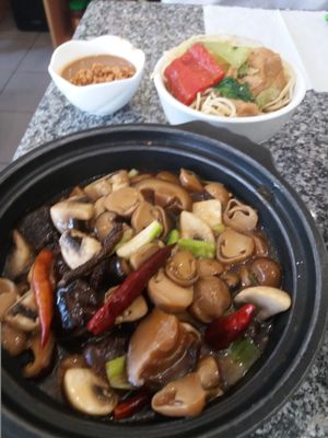 Mushrooms in pot at Loving Hut in Bankstown