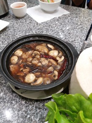 Mixed mushroom in pot at Loving Hut in Bankstown