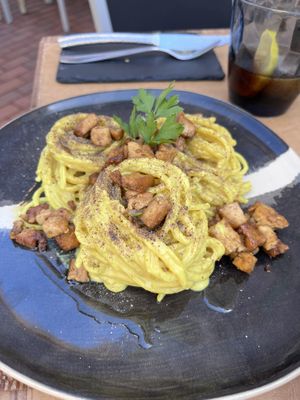Carbonara like pasta  at Avocadisimo in Gran Canaria