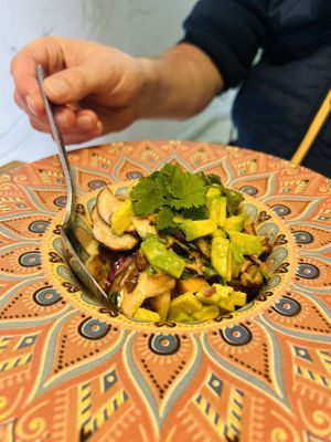 Micro size expensive sour salad  at Avocadisimo in Gran Canaria