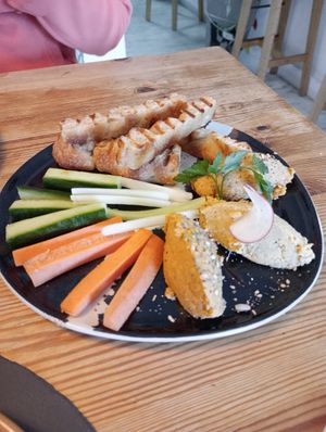 Starter of 3 different hummus flavours.. delicious at Avocadisimo in Gran Canaria