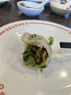 Inside of vegan dumpling   at Journey To The Dumpling in Elk Grove
