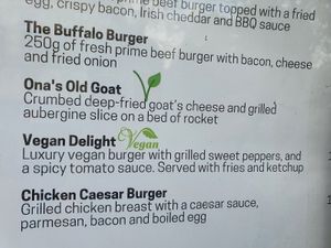 vegan burger on menu at Patrick Foley's in Ghent