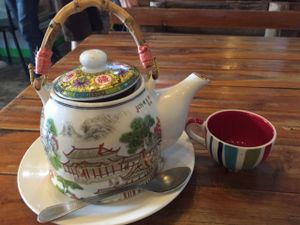 Pot of green tea, 60 baht at Juicy4U in Chiang Mai