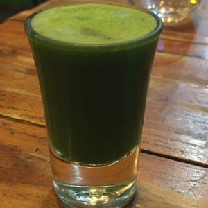 A shot of wheatgrass, 60 baht at Juicy4U in Chiang Mai