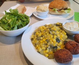 Menu of the day plus red beans burger sandwich at Ananda in Novi Sad