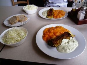 Dish of the day - stuffed zucchini with mushroom sauce at Ananda in Novi Sad