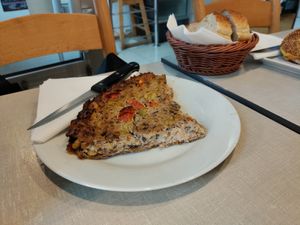 Tofu pizza quiche at Ananda in Novi Sad