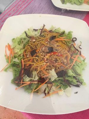 spaghetti at La Casa de Gya in Oaxaca