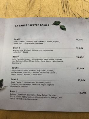 Menu   at La Sante in Stuttgart