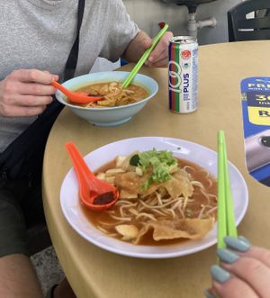 Curry mee (back) and Java mee (front)   at Vegetarian Stall - 118 Food Court in Langkawi
