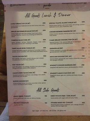 Second page menu at The Chill in Penida Island