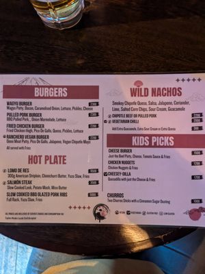 Feb 2025 menu at Wild Bill's in Niseko