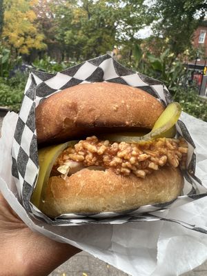 BBQ sandwich. Good but Tofu Nashville is a better choice    at Maynard in Montreal