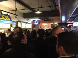 Lunchtime crowd: the food court can be packed. at Plant Junkie W52 in New York City