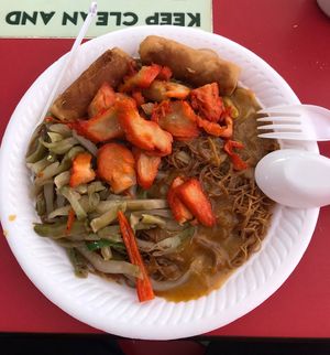 Breakfast bee hoon with selected dishes   at Travelers Palm Vegetarian in Central Singapore