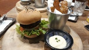 Yalla Yalla burger (falafel burger) at Indigo - Hin Kong in Koh Phangan