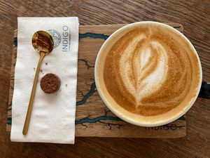 Latte, plant based milks available  at Indigo - Hin Kong in Koh Phangan