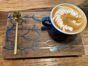 Flat white coffee  at Indigo - Hin Kong in Koh Phangan