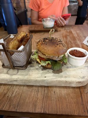 Vegan burger   at Indigo - Hin Kong in Koh Phangan