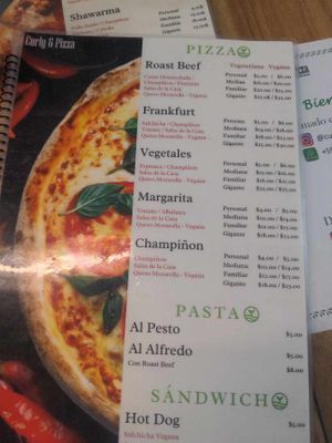Overpriced pizzas at Curly & Pizza in Quito