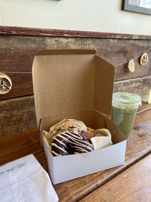 Matcha & amazing baked goods  at Yellow Rose Vegan Bakery in Maplewood