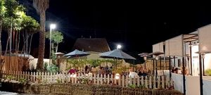 Outdoor seating at The Plot in Oceanside