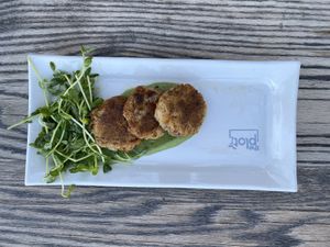 VERY YUMMY CRAB CAKES at The Plot in Oceanside