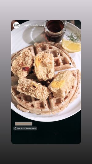 "Chicken" and waffles  at The Plot in Oceanside