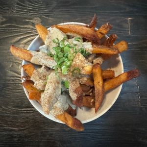 cheesy truffle fries   at The Plot in Oceanside