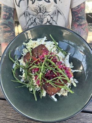 Lentil spam and kimchi bowl (delicious!!!)  at The Plot in Oceanside